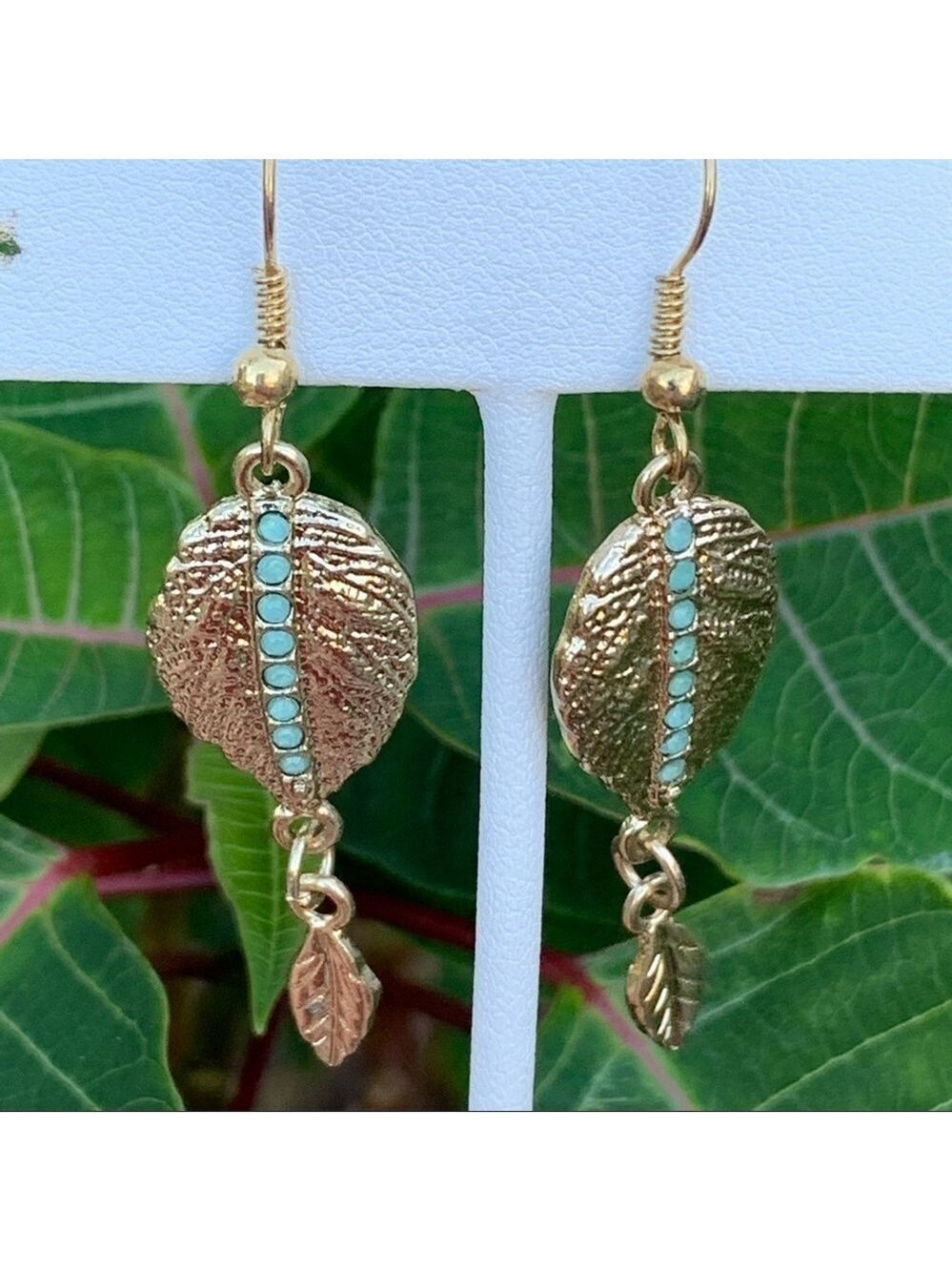 LC Lauren Conrad leaf motif dangle earrings botanical boho